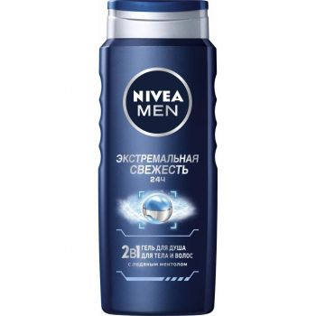 Гель для душу Nivea Men Екстремальна свіжість 2в1 Для тіла та волосся з ментолом 500мл (4006000010120) | Фото 1