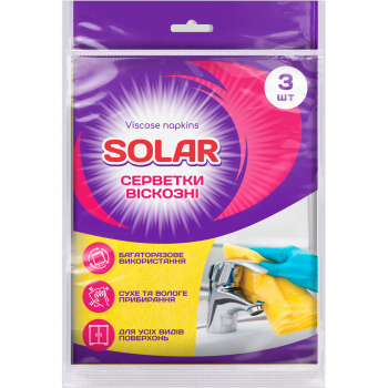 Серветки для прибирання віскозні Solar 3шт (4820269930162) | Фото 1