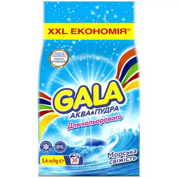 Купить стиральное средство Пральний порошок GALA Аква-Пудра для кольорових речей Морська свiжiсть 5.4кг (8006540518168) | Фото 1