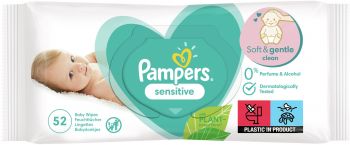 PAMPERS Дитячі вологі серветки Sensitive 52(8001841041391) | Фото 2