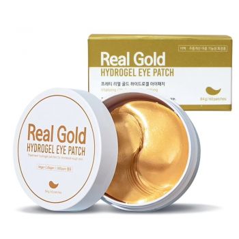 Гідрогелеві патчі для зони навколо очей Prreti Real gold Hydrogel eye Patch із золотом 60 шт (8809738321935) | Фото 1