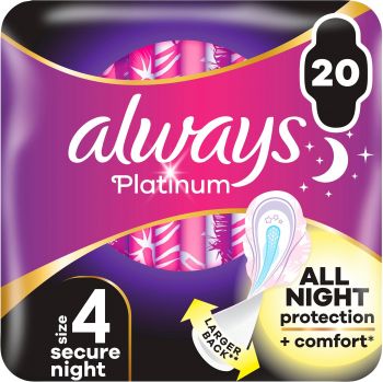 Купить средство женской гигиены Прокладки гігієнічні ALWAYS Platinum Secure Night Розмір 4 20 шт (8700216186797) | Фото 1