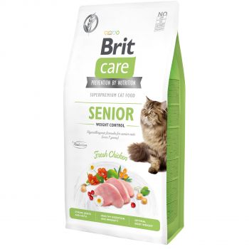 Сухий корм для кішок з надмірною вагою Brit Care Cat GF Senior Weight Control з куркою, 7кг (8595602540938) | Фото 1