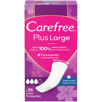 Купить средство женской гигиены Щоденні гігієнічні прокладки Carefree Plus Large Fresh 36шт (3574661487656) | Фото 1