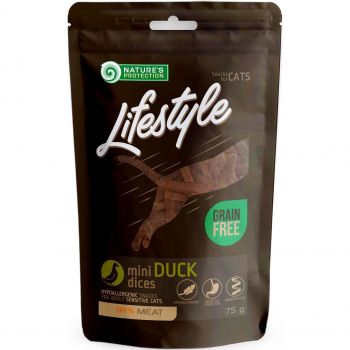 Ласощі для котів Nature's Protection Lifestyle snack mini duck dices 75 г (SNK46146) Ласощі для котів Nature's Protection Lifestyle snack mini duck dices 75 г (SNK46146) | Фото 1