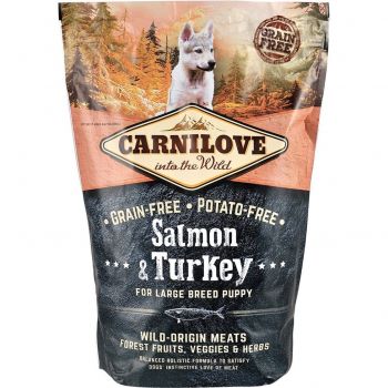 Сухий корм для щенят великих порід Carnilove Salmon & Turkey Large Breed Puppy 1.5 кг (8595602508853) | Фото 1