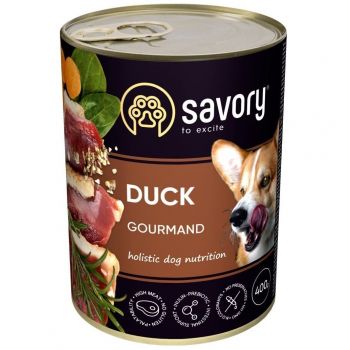Вологий корм для дорослих собак Savory з качкою 400 г (4820232630471) | Фото 1