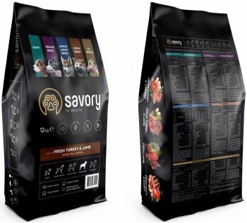 Сухий корм для собак великих порід Savory зі свіжим м'ясом індички та ягняти 12кг (4820232630242) Сухий корм для собак великих порід Savory зі свіжим м'ясом індички та ягняти 12кг (4820232630242) | Фото 3