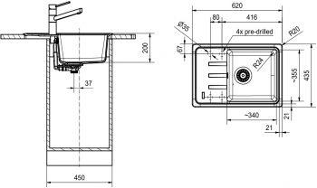 Мийка кухонна FRANKE Malta BSG 611-62 чорний матовий (114.0667.450) Мийка кухонна FRANKE Malta BSG 611-62 чорний матовий (114.0667.450) | Фото 2