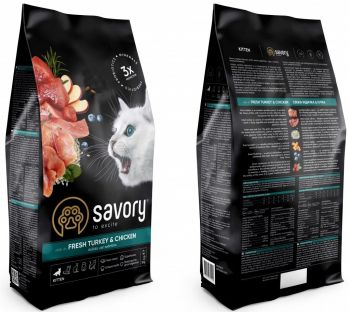 Сухий корм для кошенят Savory зі свіжим м'ясом індички та курки 2 кг (4820232630143) | Фото 2