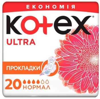 Гігієнічні прокладки Kotex Ultra Dry Normal Duo 20 шт (5029053542638) | Фото 1