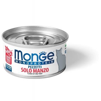 Вологий корм для кішок Monge Cat Monoprotein м'ясні пластівці з яловичини, 80 г (8009470013819) Вологий корм для кішок Monge Cat Monoprotein м'ясні пластівці з яловичини, 80 г (8009470013819) | Фото 1