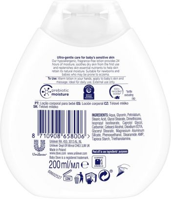 Лосьйон для тіла дитячий DOVE Baby Зволоження без запаху 200мл (8710908658006) | Фото 3
