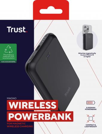 Портативний зарядний пристрій TRUST Magnetic WL 5000 mAh Black (24877) Портативний зарядний пристрій TRUST Magnetic WL 5000 mAh Black (24877) | Фото 2