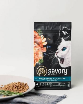 Сухий корм для кошенят Savory зі свіжим м'ясом індички та курки 400г (4820232630136) | Фото 7