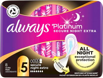 Прокладки гігієнічні Always Platinum Secure Night Extra Розмір 5 8 шт (8700216186742) | Фото 2