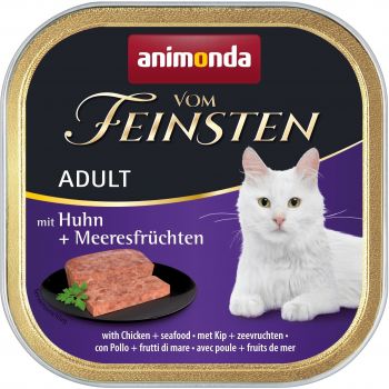 Корм вологий для котів Vom Feinsten з куркою та морепродуктами 100 г (4017721833066) | Фото 1