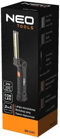NEO, 2 в 1, USB, 1200мАч, 3.7 Li-ion, 3Вт, 200 люмен, LEDCOB, 5 функций освещения, складывает (99-04 | Фото 5