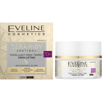 Крем-ліфтінг Eveline Cosmetics Ceramides&Retinol 70+ для моделювання овалу обличчя 50мл (5903416049999) | Фото 1