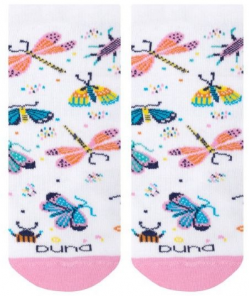 Шкарпетки для дівчаток Duna 23-26 1 пара біло-рожеві з принтом Комахи (4823094657662) | Фото 4