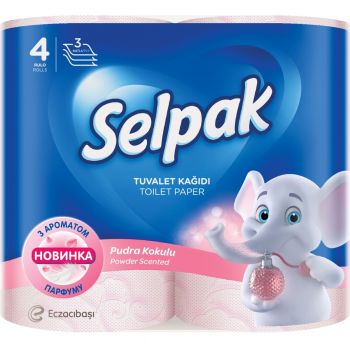 Купить бумагу туалетную Туалетний папір Selpak Perfumed з ароматом Пудра 4шт (8690530065482) | Фото 1