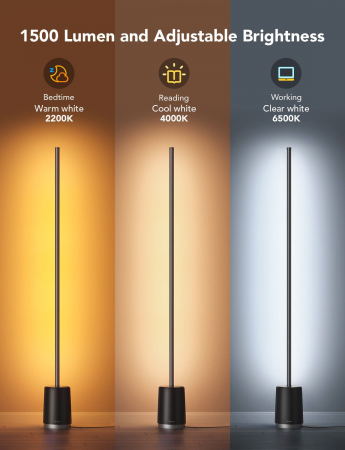 Торшер розумний Govee H6072 Lyra, 1500Lm, RGBICWW, WI-FI/Bluetooth, сірий (H6072382) Торшер розумний Govee H6072 Lyra, 1500Lm, RGBICWW, WI-FI/Bluetooth, сірий (H6072382) | Фото 10