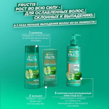 Купить маску для волос Комплексний засіб для ослабленого волосся Garnier Fructis Ріст на повну силу 10в1 без змивання 400мл (3600542403078) | Фото 4