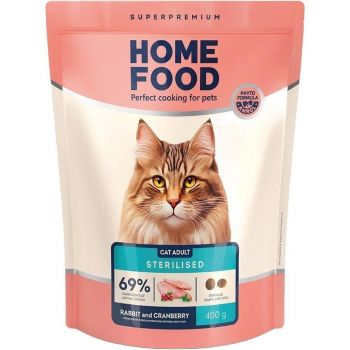 Сухий корм для дорослих стерилізованих котів HOME FOOD Кролик та журавлина 400г (4820235020019) | Фото 1
