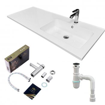 Купить раковину Набір для ванної Adamant Flate 120R, з сифоном Click-Clac (4824296208501) | Фото 1