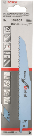 Полотно пилкове для шабельної пили Bosch для металу, S 920 CF, 8+10TPI, 5шт (2.608.654.820) | Фото 2