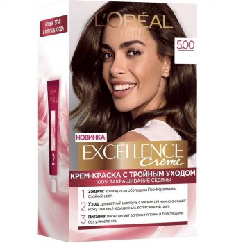 Крем-фарба для волосся L`Oreal Paris Excellence Creme 5.00 Світло-каштановий (3600524105693) | Фото 1