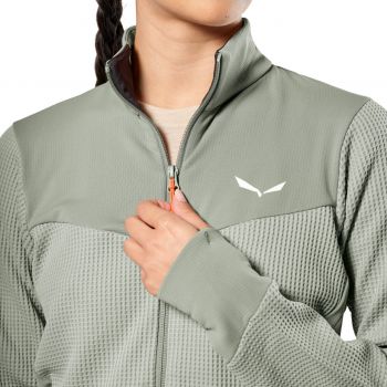Флісова кофта жіноча SALEWA Puez Waffle Hyb Pl Jacket W 28860 42/36 сіро-зелена (013.012.1082) | Фото 3