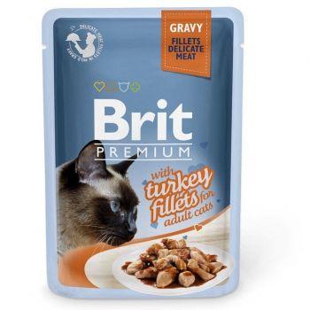 Вологий корм для котів Brit Premium pouch 85г філе індички в соусі (8595602518531) | Фото 1