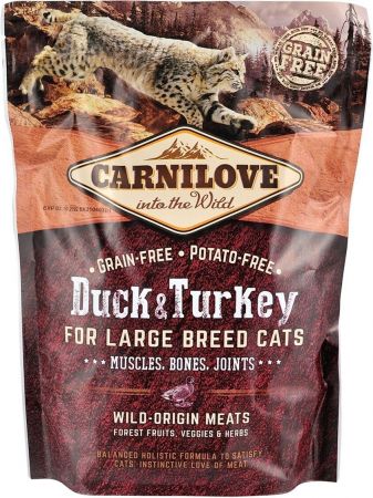 Сухий корм для дорослих кішок великих порід Carnilove Cat Duck & Turkey Large Breed 0,4 кг (8595602512775) | Фото 2