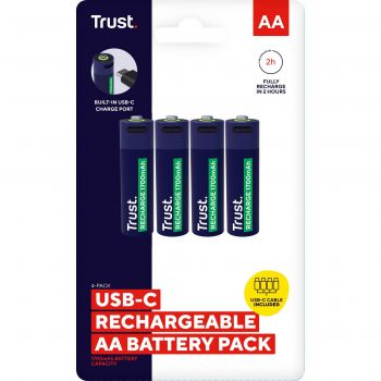 Акумулятор TRUST AA 1700 mAh, Type-C, 4 шт, Blue (25631_TRUST) | Фото 1