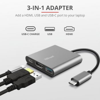 Купить USB хаб TRUST Dalyx Aluminium 3-in-1 Multiport USB-C Adapter (23772) | Фото 5