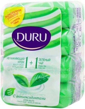 Мило туалетне Duru 1+1 З екстрактом зеленого чаю та зволожувальним кремом 4х80г (8690506517793) | Фото 2