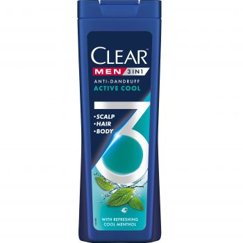 Купить шампунь для волос Шампунь 3в1 Clear Men Очищення з активованим вугіллям 360мл | Фото 1