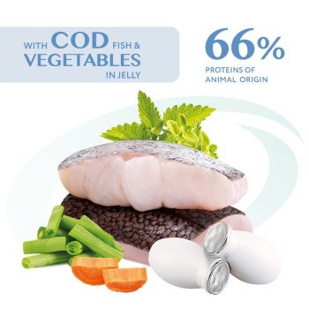 Вологий корм Optimeal для дорослих котів з тріскою та овочами в желе 85г | Фото 3