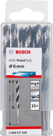 Свердло BOSCH HSS-PointTeQ, 6х57х93мм, 10шт (2.608.577.228) Свердло BOSCH HSS-PointTeQ, 6х57х93мм, 10шт (2.608.577.228) | Фото 2