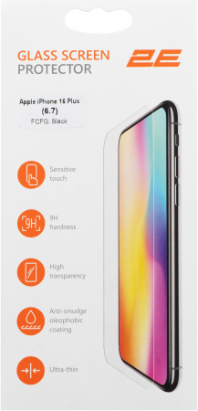 Захисне скло 2E для APPLE iPhone 16 Plus 2.5D FCFG (1 Pack), black border (2E-IP-16PL-6.7-SMFCFG-BB) Захисне скло 2E для APPLE iPhone 16 Plus 2.5D FCFG (1 Pack), black border (2E-IP-16PL-6.7-SMFCFG-BB) | Фото 5