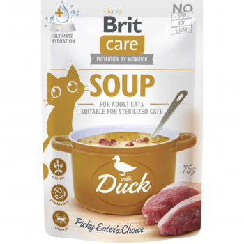 Вологий корм для котів Brit Care Суп з качкою 75г (8595602569182) | Фото 1
