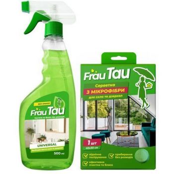 Набір Frau Tau Засіб для скла Universal 500 мл + Серветка для скла 1 шт (4802370056146) Набір Frau Tau Засіб для скла Universal 500 мл + Серветка для скла 1 шт (4802370056146) | Фото 1
