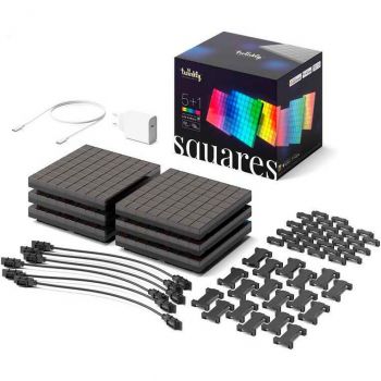 Smart LED панель Twinkly Squares 1+5 RGB, Gen II, IP20, 16x16см, білий кабель (TWQ064STW-07-BEU) | Фото 1