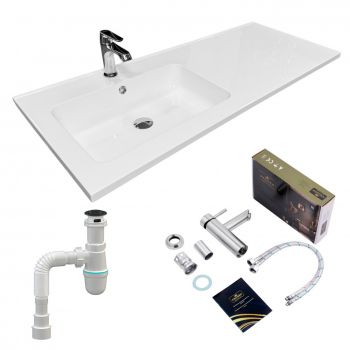 Купить раковину Набір для ванної Adamant Flate 120L, з сифоном Click-Clac (4824296208601) | Фото 1