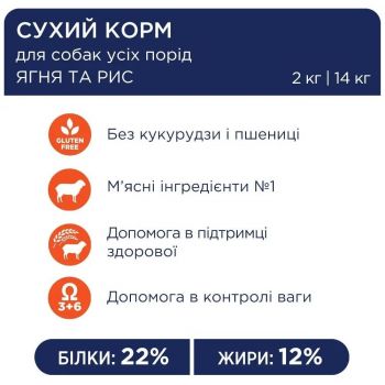 Сухий корм для собак Club 4 Paws Premium ягня з рисом 14кг (B4530801) | Фото 2