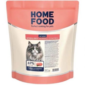 Сухий корм HOME FOOD Індичка та ягоди для виведення шерсті зі шлунку 200г (4820290090101) | Фото 1
