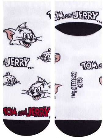 Шкарпетки дитячі Duna 38-40 1 пара біло-чорні з принтом Tom and Jerry (4823094650298) | Фото 3