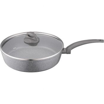 Купить сковороду Сковорода ARDESTO Gemini Gourmet з кришкою 28 см, сірий мрамор, алюміній (AR2428GGL) | Фото 1
