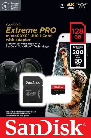 Карта пам`яті SANDISK microSDXC 128GB C10 UHS-I U3 Extreme Pro V30 + SD адаптер (SDSQXCD-128G-GN6MA) | Фото 3